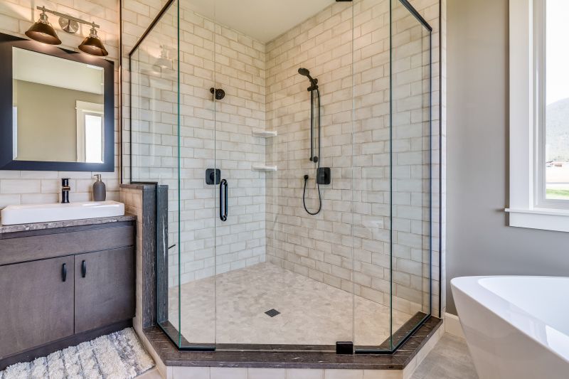 Corner Shower with Glass Doors